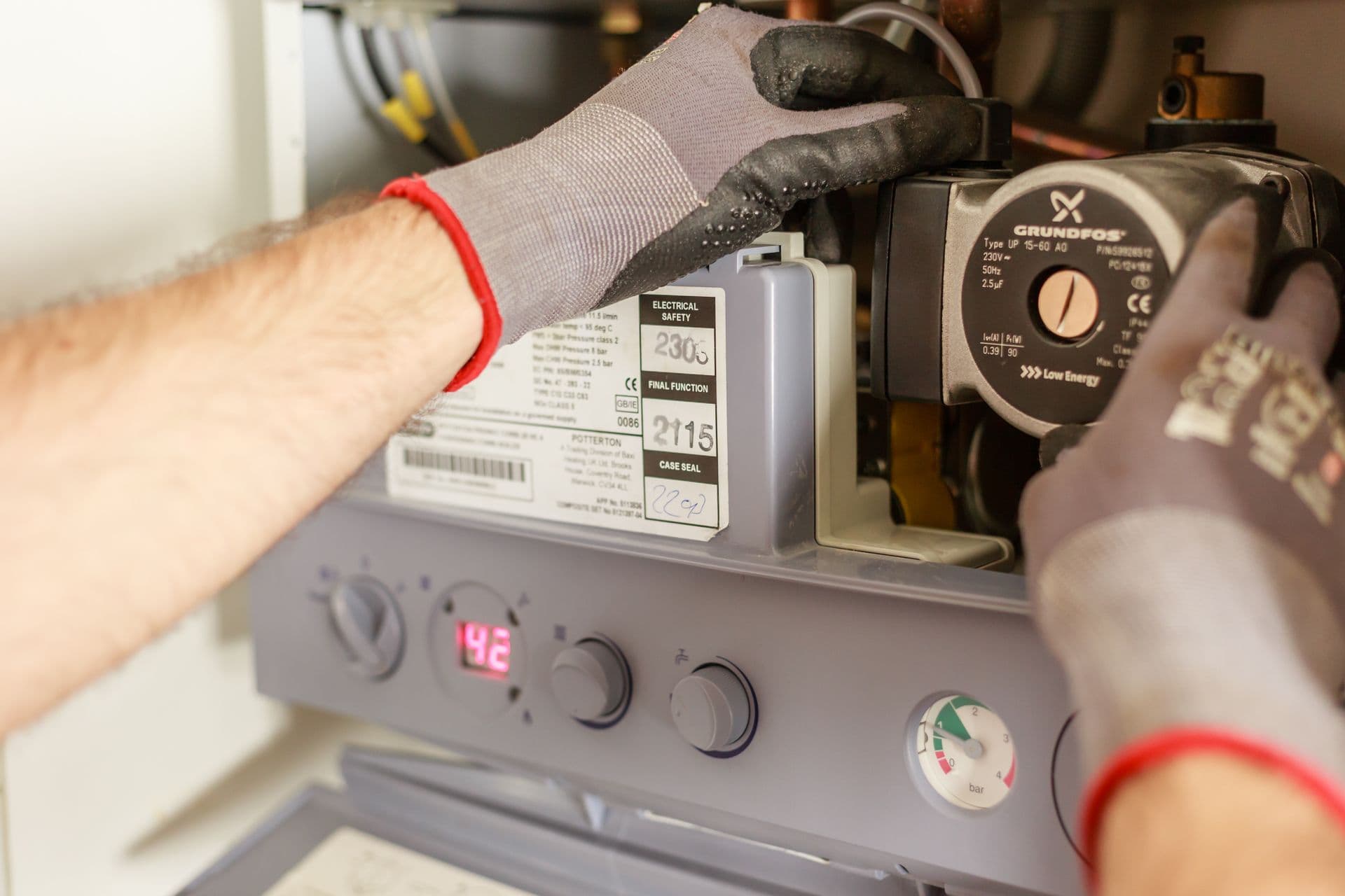 Heat pump hot water system being installed